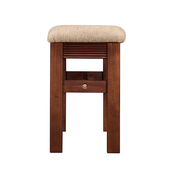 English Elm Fluted Counter Height Dining Set Narrow Bar Console with Upholstered Stool Retro Wood Walnut W1202P330890