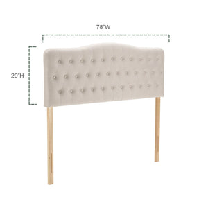 English Elm Upholstered King Headboard - Adjustable Height, Diamond Tufted Linen Fabric, Solid Wood Legs - Beige Elegance T2694P189925-GIGA