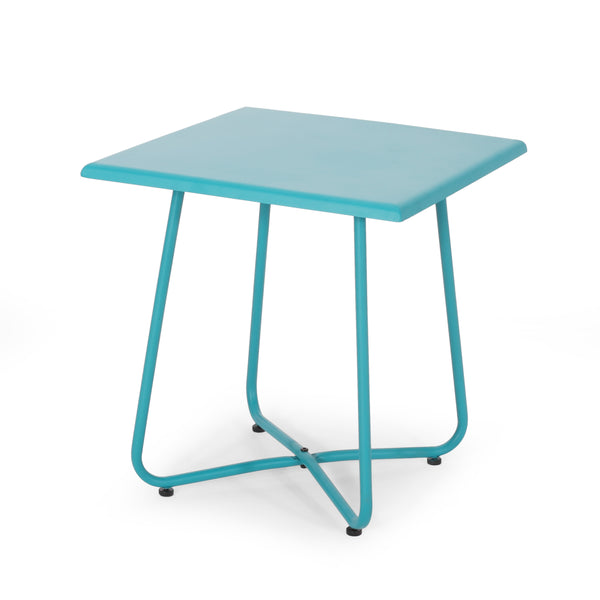 English Elm Christopher Knight Home® - ALDER Modern 18" Steel Side Table with X-Base Accent Finish – Sturdy Outdoor/Indoor End Table Teal 62848.00T