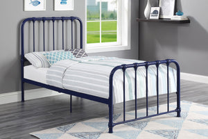 English Elm Metal Bed Bethany Queen Platform with Curved Headboard and Timeless Accent Joints for Stylish Rooms Blue 47.25 L x 41.75 W x 4 H B011P265592