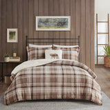 Woolrich Alton Lodge/Cabin Plush to Sherpa Down Alternative Comforter Set WR10-3327 Tan Plaid