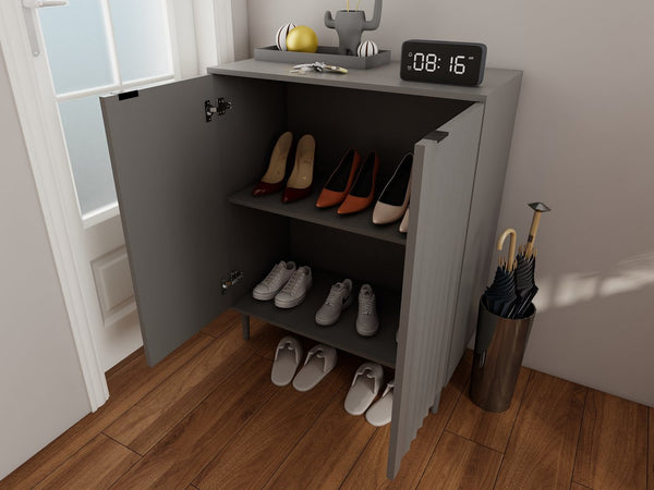 English Elm Modern Kitchen Storage Cabinet Antique Grey Engineered Wood with Versatile Shelving, Durable Design, Space-Saving Elegance W2139P306373