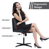 English Elm Black High Grade Pu Material. Home Computer Chair Office Chair Adjustable 360 ° Swivel Cushion Chair With Black Foot Swivel Chair Makeup Chair Study Desk Chair. No Wheelsw115167391