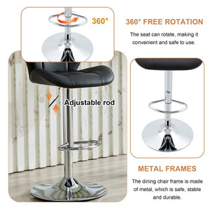 English Elm Set of 2 Adjustable Tufted Pu Barstools with Chrome Base for Kitchen or Pub W3875P382613