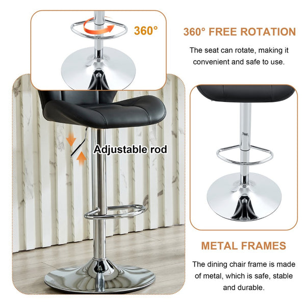 English Elm Set of 2 Adjustable Tufted Pu Barstools with Chrome Base for Kitchen or Pub W3875P382613