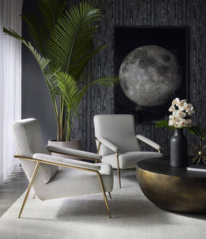 Sunpan Tutti Lounge Chair - Elegant Mid-Century Design with Clean Lines and Antique Brass Stainless Steel Frame San Remo Winter Cloud