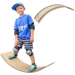 English Elm Qaba Wooden Balance Board for Kids 35" — Natural Pine Wobble Toy Enhances Balance, Strength, Playtime W2225P249767