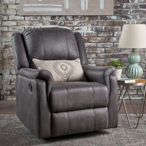 English Elm Christopher Knight Home® - GLIDER Plush Fabric Swivel Recliner with Smooth Gliding Motion, Contemporary Upholstered Comfort Slate 61368.00MF