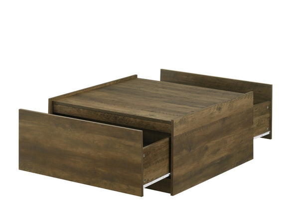 English Elm Trentino Square Oak Finish Coffee Table with Dual Access Drawers for Living Rooms B2749P413257