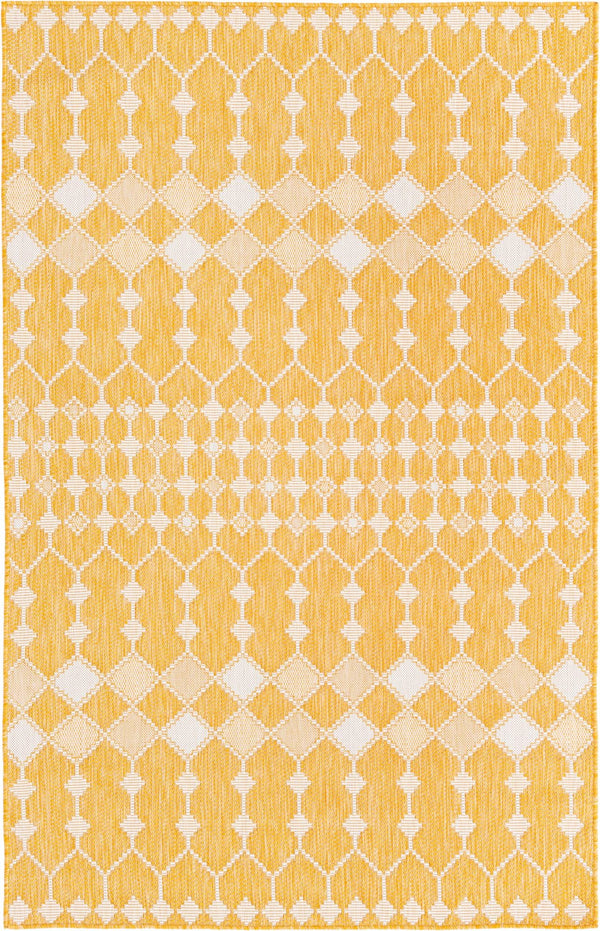 Unique Loom Outdoor Trellis Traliccio Machine Made Trellis Rug Yellow, Ivory 5' 3" x 7' 10"
