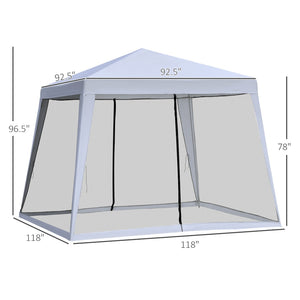 English Elm Outsunny 10x10 Outdoor Party Canopy with Mesh Walls and Uv Blocking Steel Frame W2225P200894