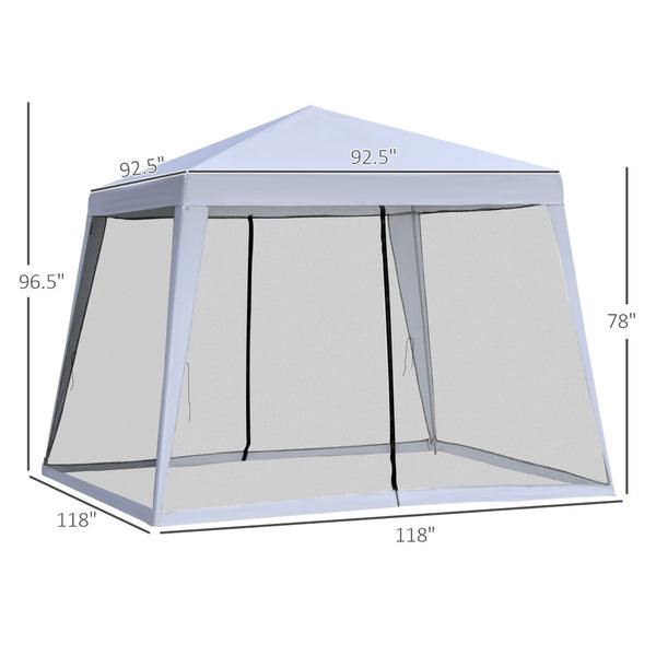 English Elm Outsunny 10x10 Outdoor Party Canopy with Mesh Walls and Uv Blocking Steel Frame W2225P200894