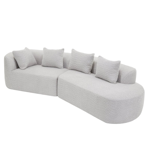English Elm Christopher Knight Home® - 116" Modern Curved Sectional Sofa with Plush Pearl Upholstery, High-Density Sponge, Chaise Lounge Seating Harmony White+gray N767P263923H