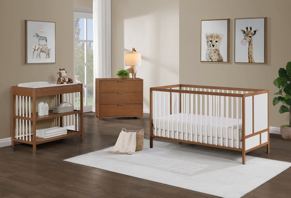English Elm Pixie Finn 3-in-1 Convertible Crib with Island Design, Solid Wood, Low Profile, 3 Mattress Heights Walnut B022P204873