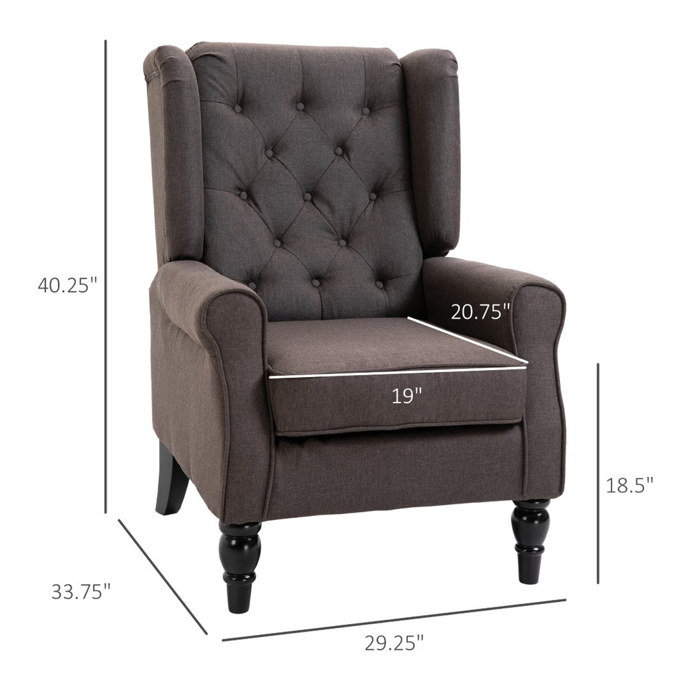 English Elm Button-tufted Wingback Accent Chair with Eucalyptus Frame for Living Room Elegance T3971P430650