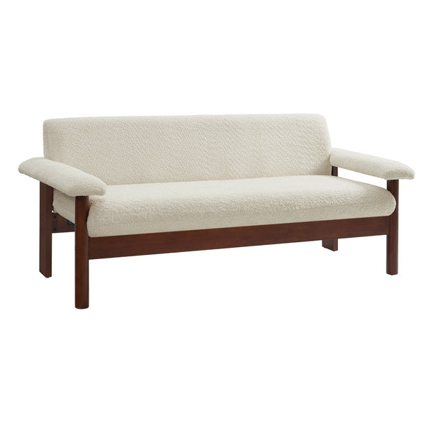 English Elm Modern Berber Fleece 2 Seat Loveseat Rubberwood Base Plush Armrest Couch for Apartments N763S000050A
