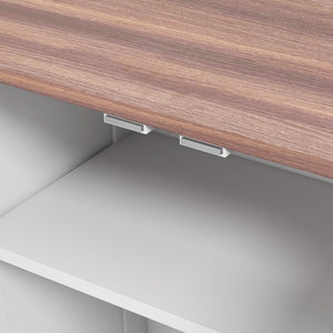 English Elm Pet Feeding Station with Raised Stainless Bowls Mdf Stand and Storage Drawer T3971P431424