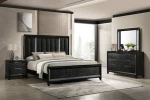 English Elm Simple Full Platform Bed Tufted Headboard with Led Lighting Shelves White Wash Finish B2741S00913