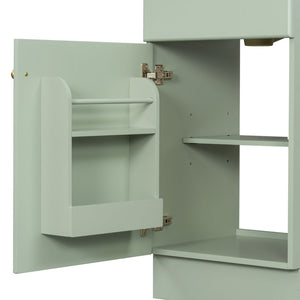 English Elm [video] Compact Sage Green Bathroom Vanity with Ceramic Sink Soft Close Cabinet N759P237932G