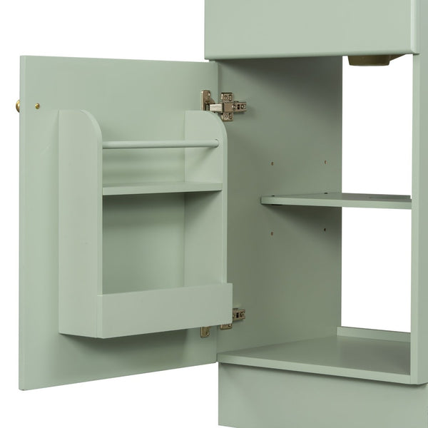 English Elm [video] Compact Sage Green Bathroom Vanity with Ceramic Sink Soft Close Cabinet N759P237932G