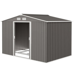 English Elm Spacious Galvanized Steel Outdoor Storage Shed with Sliding Doors and Weather Protection T3971S00118