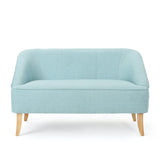 Christopher Knight Home® - Noble House - Justus Mid Century Modern Light Blue Fabric Loveseat