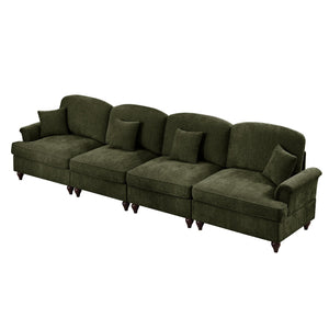 English Elm Elegant Mid Century Chenille 4-Seater Sofa With Flared Arms, Detachable Skirts & Plush Comfort W3041S00349
