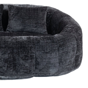 English Elm Bean Bean Bag Sofa High-Density Memory Foam Two-Seater Lounger High Back Chenille Cozy Support Black W395P181440