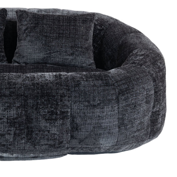 English Elm Bean Bean Bag Sofa High-Density Memory Foam Two-Seater Lounger High Back Chenille Cozy Support Black W395P181440