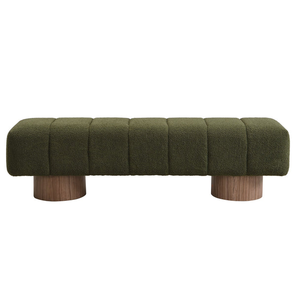English Elm Christopher Knight Home® - Upholstered Multi-Purpose Dining Bench 64" No-Assembly Entryway Seat 300lb Capacity Modern PU Upholstery Green N779P253550G