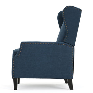 English Elm Christopher Knight Home® - Pushback Recliner Chair with Nailhead Trim and Wingback Design, Plush Fabric Comfort for Living Rooms Navy Blue 60760.00DBL