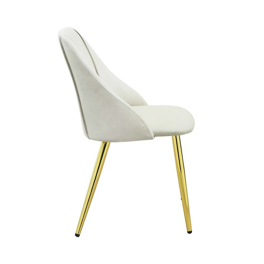 English Elm Set Of 2 Modern White Synthetic Leather Dining Chairs With Gold Metal Base For Chic Interiors B016P322894-GIGA