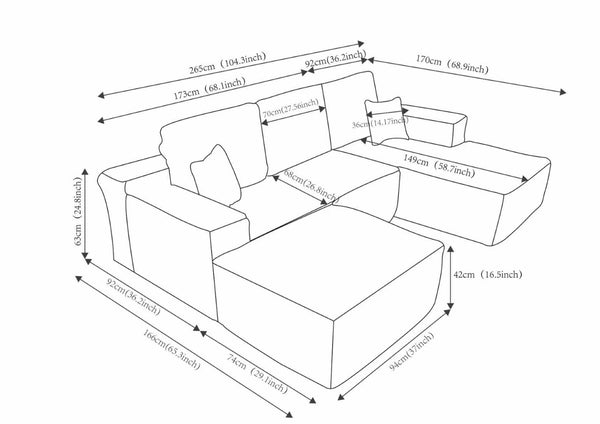 English Elm 104" Modular U-shape Sectional Plush Corduroy Deep Seat Sofa for Modern Living Rooms W3975S00038