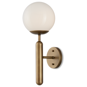 Barbican Elegant Brass Wall Sconce with Translucent Glass Globe - Modern Lighting for Bathrooms