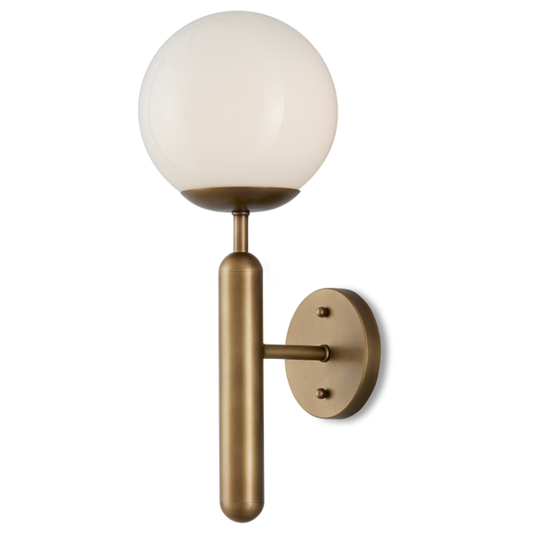 Barbican Elegant Brass Wall Sconce with Translucent Glass Globe - Modern Lighting for Bathrooms