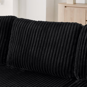 English Elm U Shape Modular Sectional Sofa Corduroy Upholstered Minimalist Living Room Couch Black W1919S00015