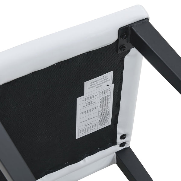 English Elm Two White PU dining chairs with black metal legs, ergonomic cushioned seats, anti-slip feet, modern stylish design (2 pcs) W1151P263130