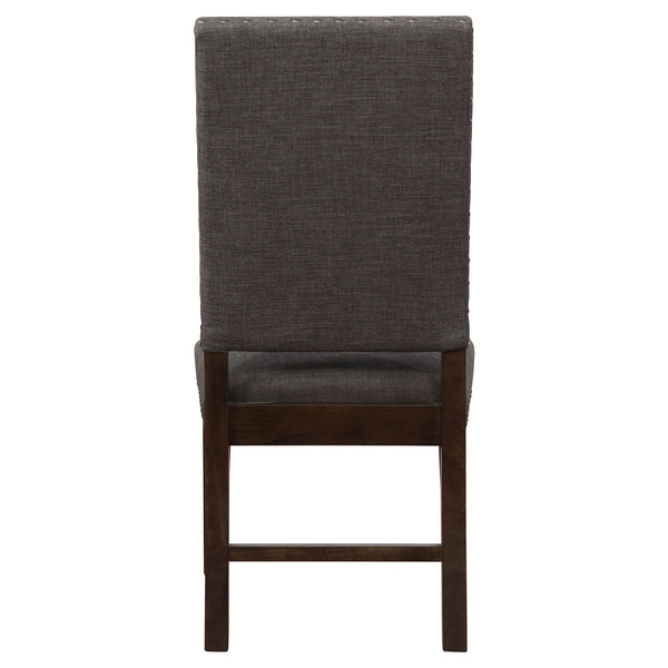 English Elm 2pc Parsons Dining Chairs Set Upholstered Armless Side Chairs with Nailhead Trim and Smoke Legs Warm Grey 44.1 L x 20.48 W x 18.71 H B011P311401