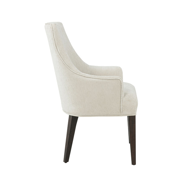 English Elm Beever Wood Chenille Armchair - Elegant Cream Upholstered Accent Chair With Ergonomic Support B365P397713