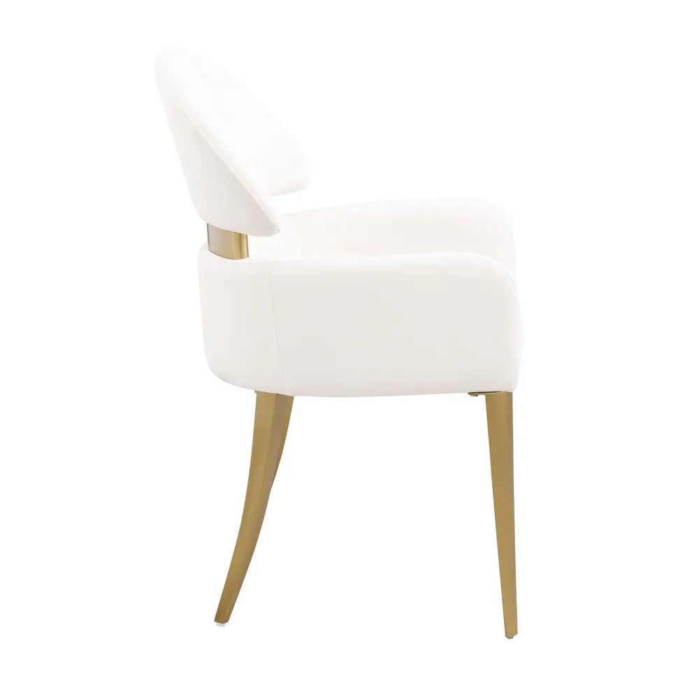 English Elm Contemporary Northall Arm Chair with Sleek Upholstery and Minimalist Profile for Modern Dining Spaces Gold,White 31 L x 21 W x 24 H B2741P404845