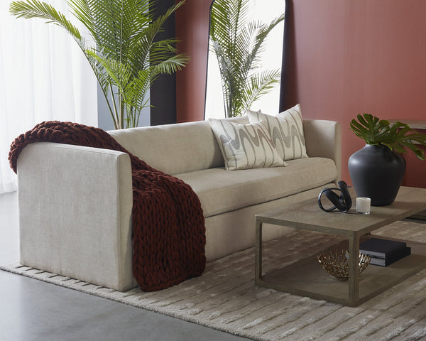 Sunpan Leander Sofa: Luxurious Comfort with Modern Design, Ample Padding, and Elegant Curves for Your Home Danny Cream