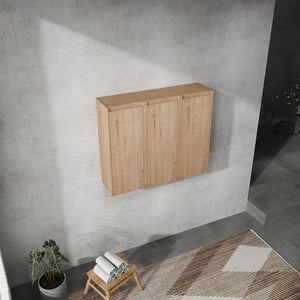 English Elm 36" Bathroom Side Cabinet Wall-Mounted With 3 Soft-Close Doors, Reversible Hinges, Scratch-Resist Finish W999S00220