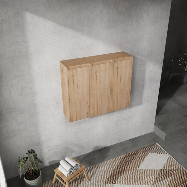 English Elm 36" Bathroom Side Cabinet Wall-Mounted With 3 Soft-Close Doors, Reversible Hinges, Scratch-Resist Finish W999S00220