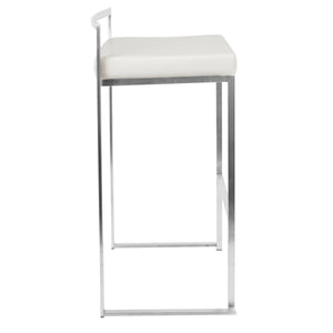 English Elm Fuji Contemporary Stackable Barstool with Plush Faux Leather Seat — Comfortable Modern Counter Seating White B202P222302