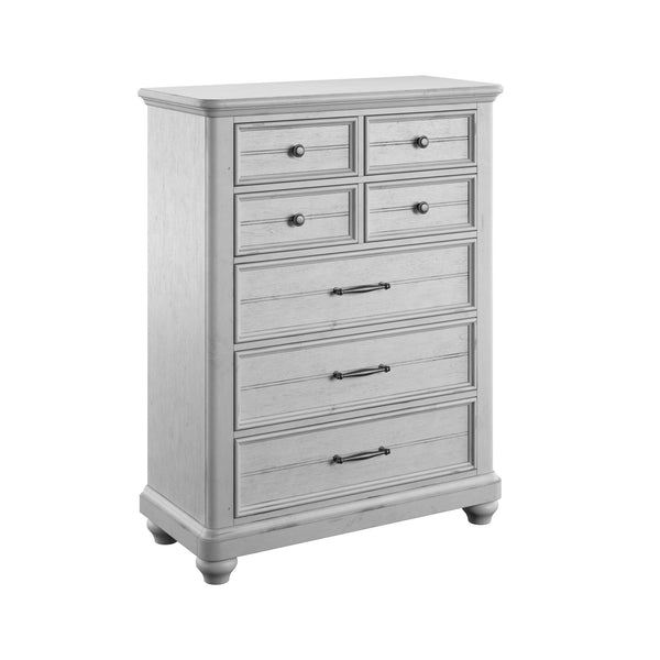 English Elm Wallace & Bay - Gray 7-Drawer Chest — Coastal Oyster Shell Wood Dresser, Easy-Care, 40"W x 18"D x 52"H Stylish Storage B361P384425
