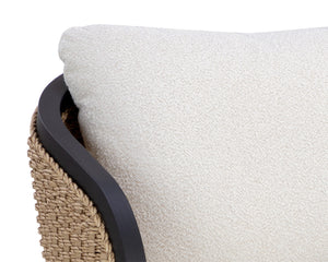 Sunpan Bora Swivel Lounge Chair - Elegant Outdoor Seating with Moisture-Repellent Cream Boucle Fabric