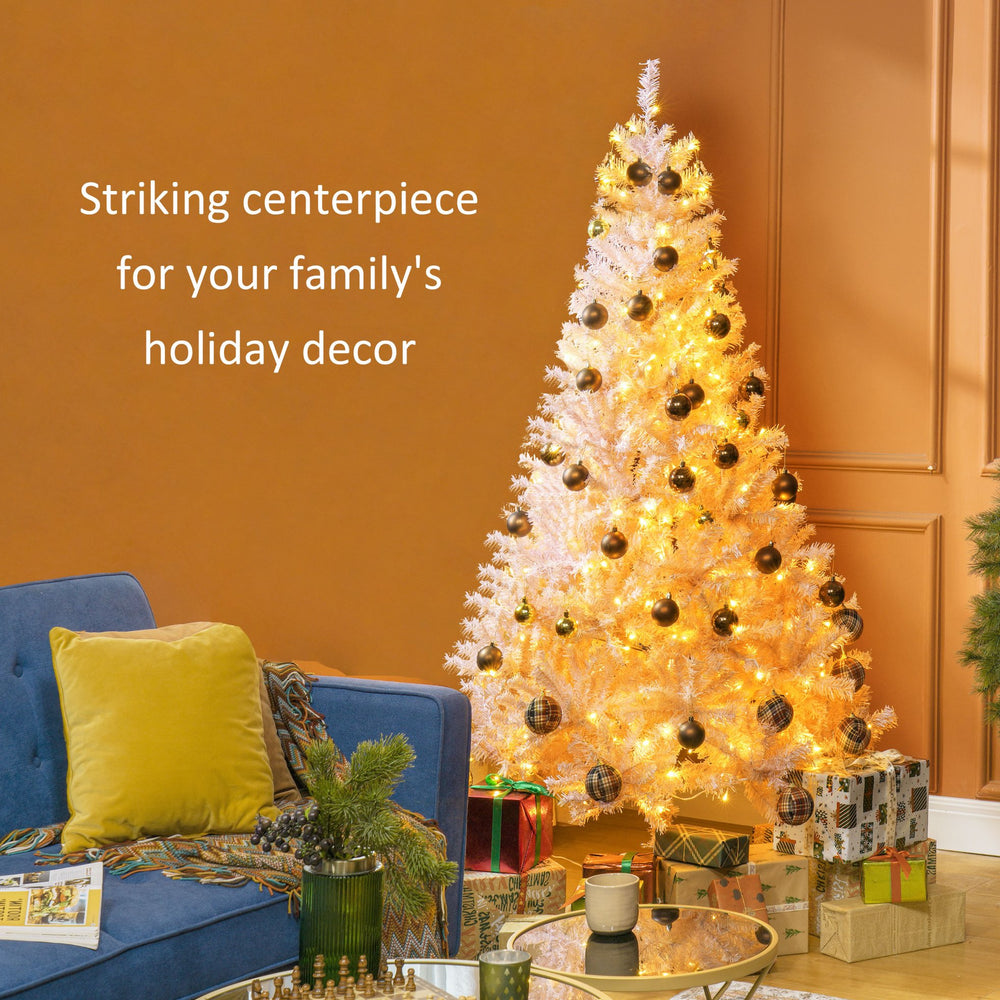 English Elm Homcom 6' Prelit Pink Christmas Tree - Realistic Douglas Fir With 250 Warm White Led Lights & Tips W2225P249686