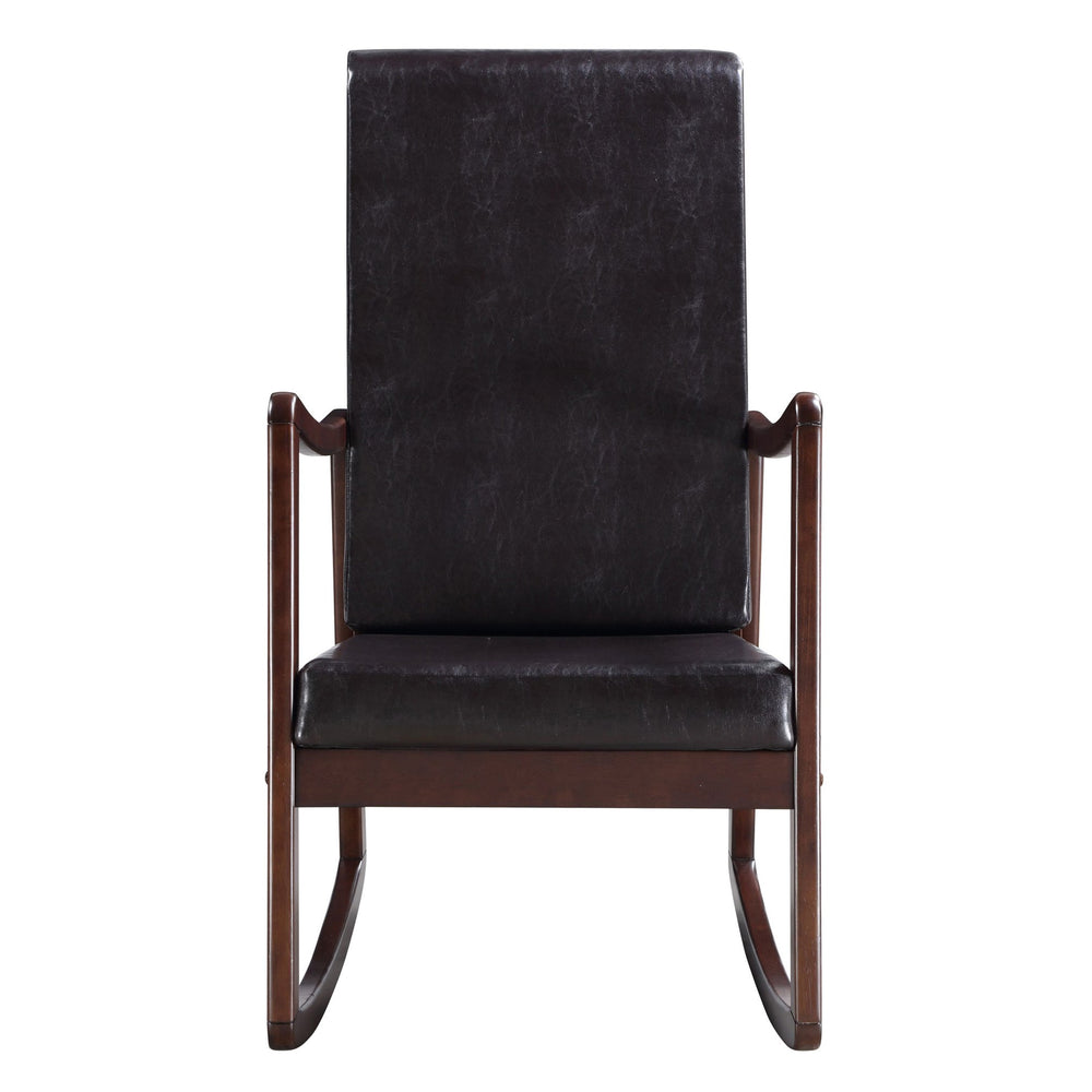 English Elm Dark Brown Faux Leather Rocking Chair with Removable Cushions, Espresso Frame, Modern Comfort (94) B062P184513