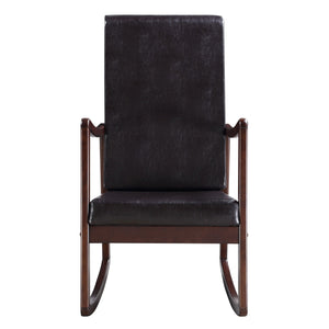 English Elm Dark Brown Faux Leather Rocking Chair with Removable Cushions, Espresso Frame, Modern Comfort (94) B062P184513