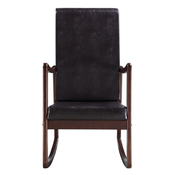 English Elm Dark Brown Faux Leather Rocking Chair with Removable Cushions, Espresso Frame, Modern Comfort (94) B062P184513